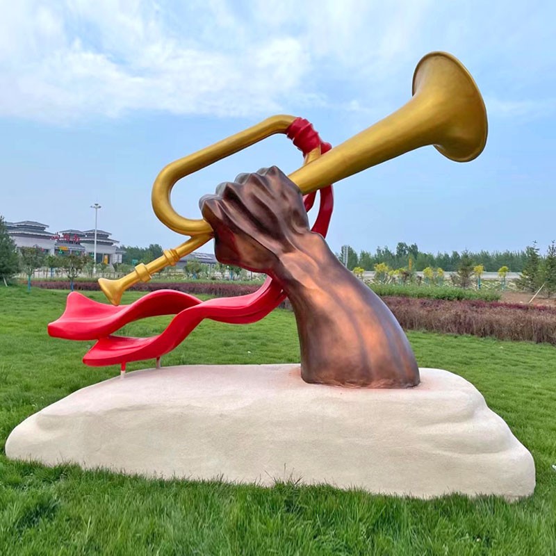 玻璃钢胜利的号角雕塑红色革命抗战主题胜利的集结号广场景区摆件