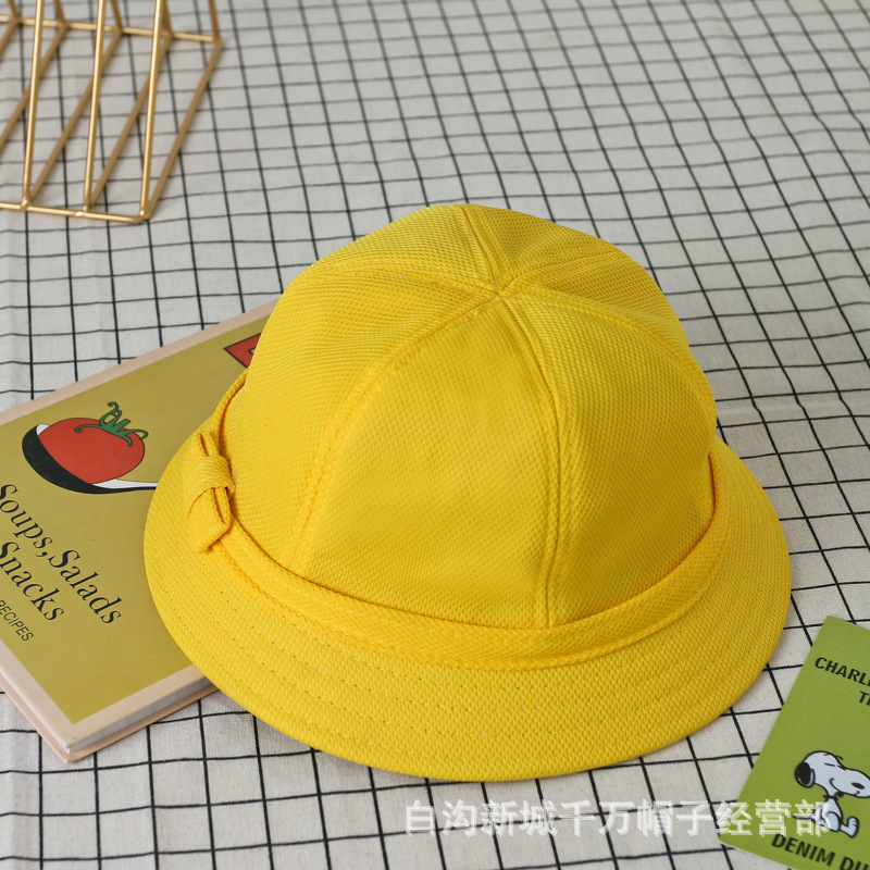 Yellow Cap Kindergarten Children Hat Primary School Student Hat Sun Hat Bucket Hat Japanese Maruko Printed Logo Wholesale