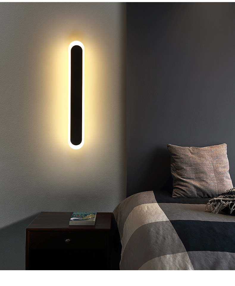 北欧壁灯长条灯现代简约客厅背景墙壁灯轻奢创意线性灯卧室床头灯