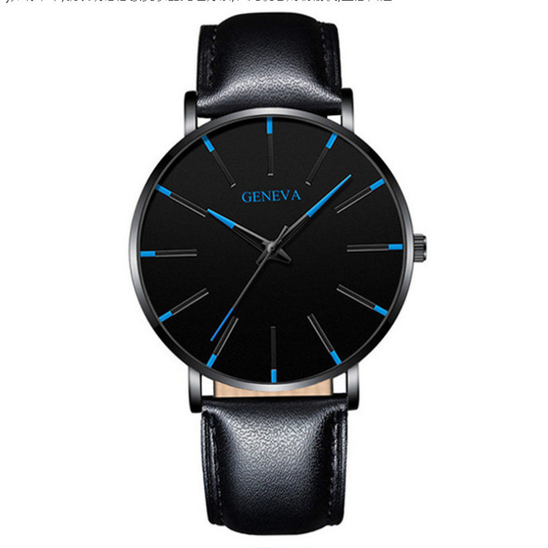 抖音爆款凹陷刻度手表休闲韩版简约watch皮带石英腕表外贸男士手