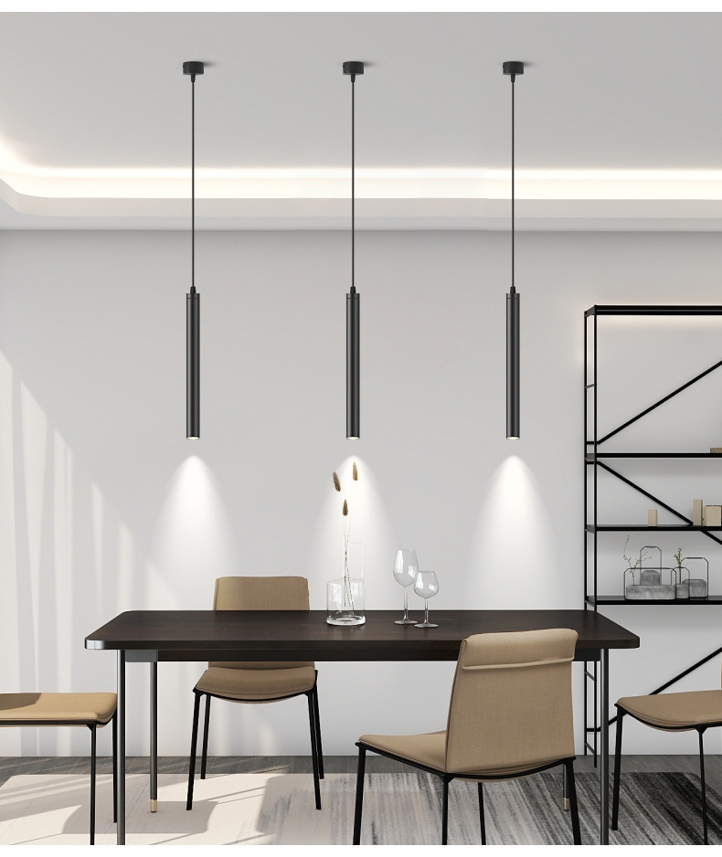 维刚吊线射灯新款吊线灯床头餐厅吧台长筒圆柱吊灯led明装筒灯