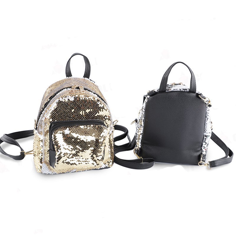 Thermal Transfer Sequin Schoolbag Personality Fashion Backpack Stitching Korean Style Versatile College Style Blank Schoolbag