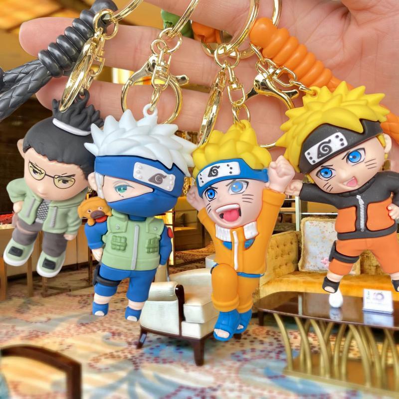 Anime Naruto Keychain Cartoon Naruto Kakashi Doll Schoolbag Pendant Car Key Chain Small Gift