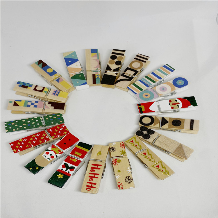 Diy Colorful Wooden Clip Photo Wooden Clip Mini Clip Creative Color Wooden Clip Christmas Festival Decoration Clips