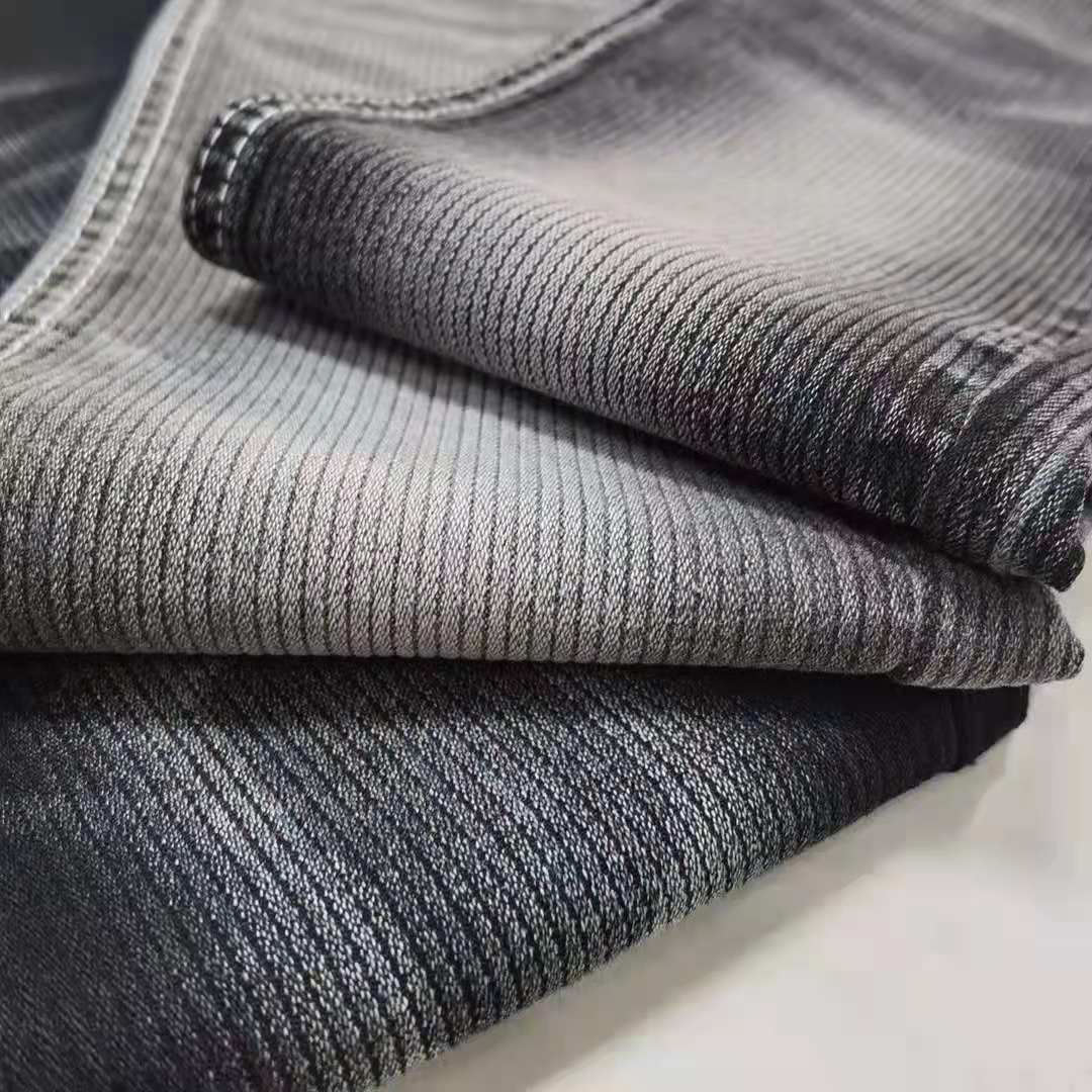 1324新品灯芯条布面设计牛仔面料提花牛仔布黑面黑底蓝两色可选