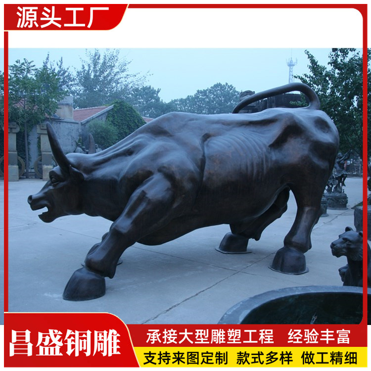 黄铜铸造 大型铸铜动物开荒牛雕塑 公园景观铜牛雕塑工艺品牛摆件