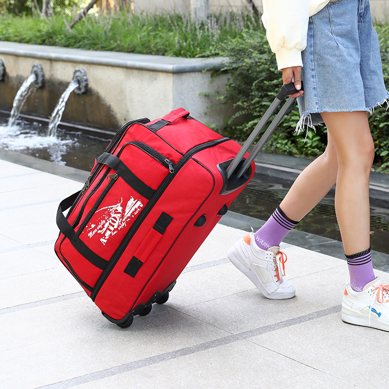Trolley Bag Oxford Cloth Backpack Unisex Boarding Briefcase Travel Waterproof Folding Luggage Bag