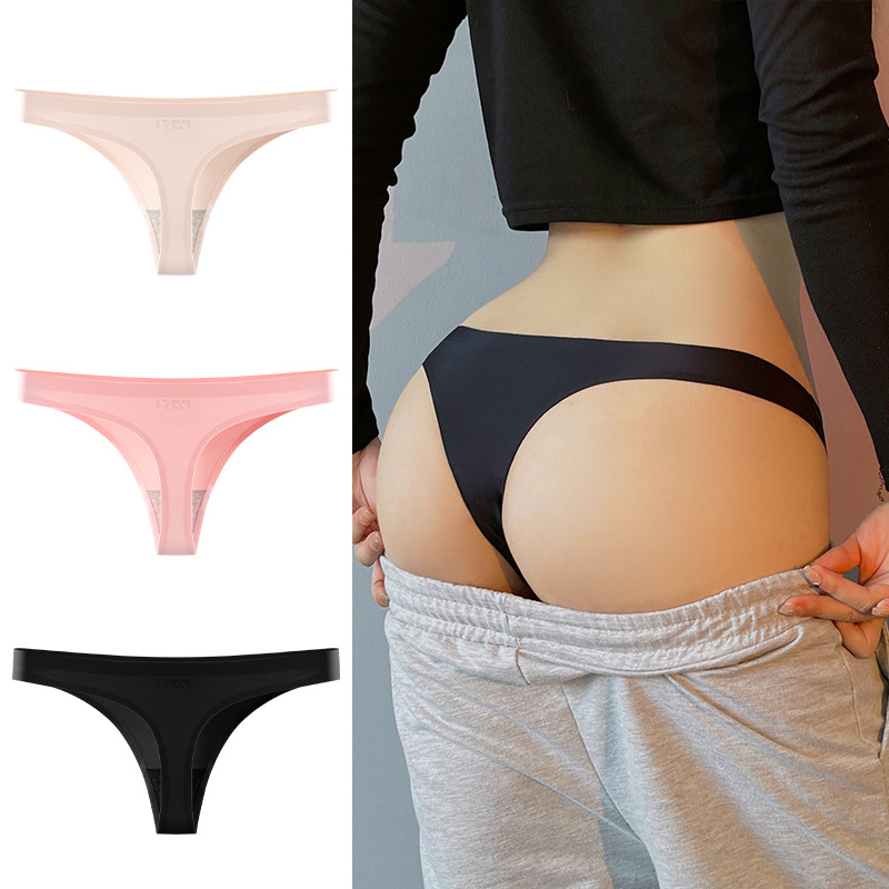 European and American Sports Fitness Women T-Back Ice Silk Seamless One-Piece Invisible Fit Low Waist Pure Desire Style T-Shaped Panties Women