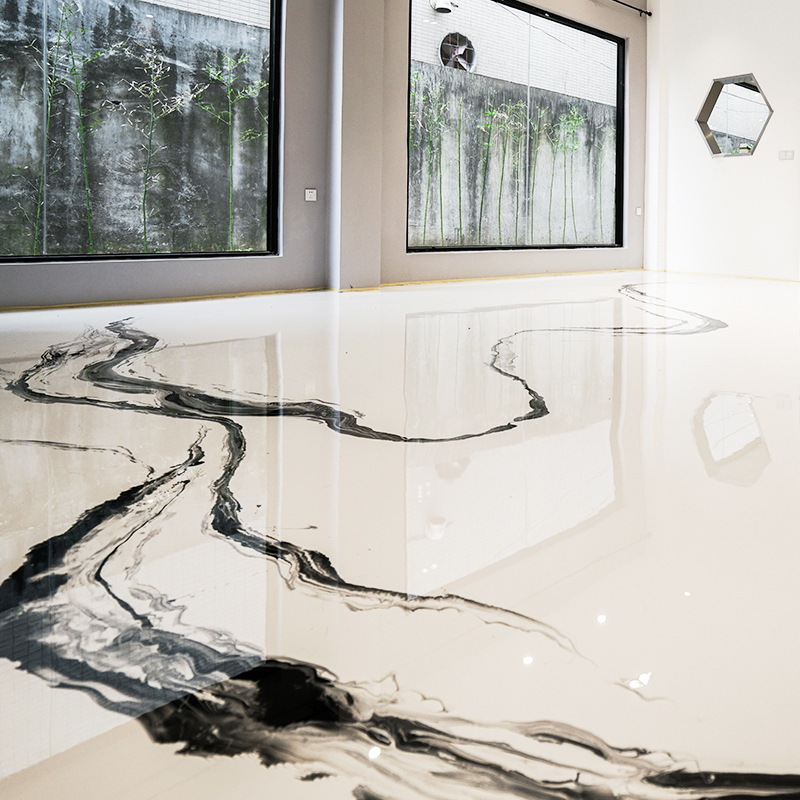 水墨艺术地坪漆水泥地面漆自流平水泥室内家用地面漆民宿展厅油漆