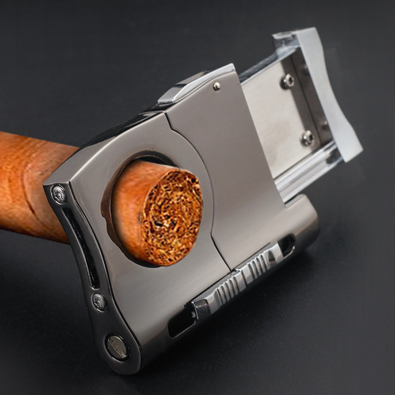 Stainless Steel Cigar Cutter Multi-Function with Double Cigar Drill Tapper Portable Cigar Accessories Cigar Cutter