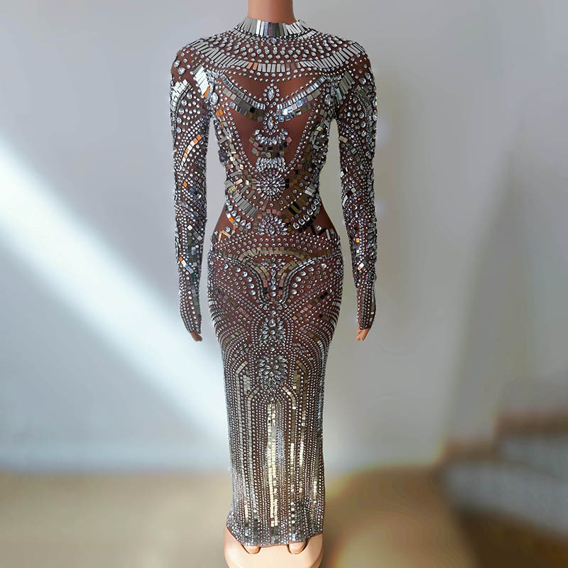 长袖高端亮片晚宴礼服歌手演出服酒吧夜店蹦迪乐队主持服装舞会