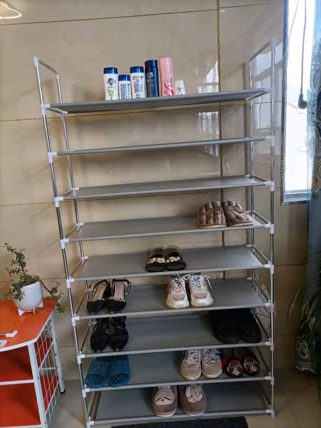 厂家直供钢管组装无纺布鞋架学生家用经济diy鞋架简易多用架加厚