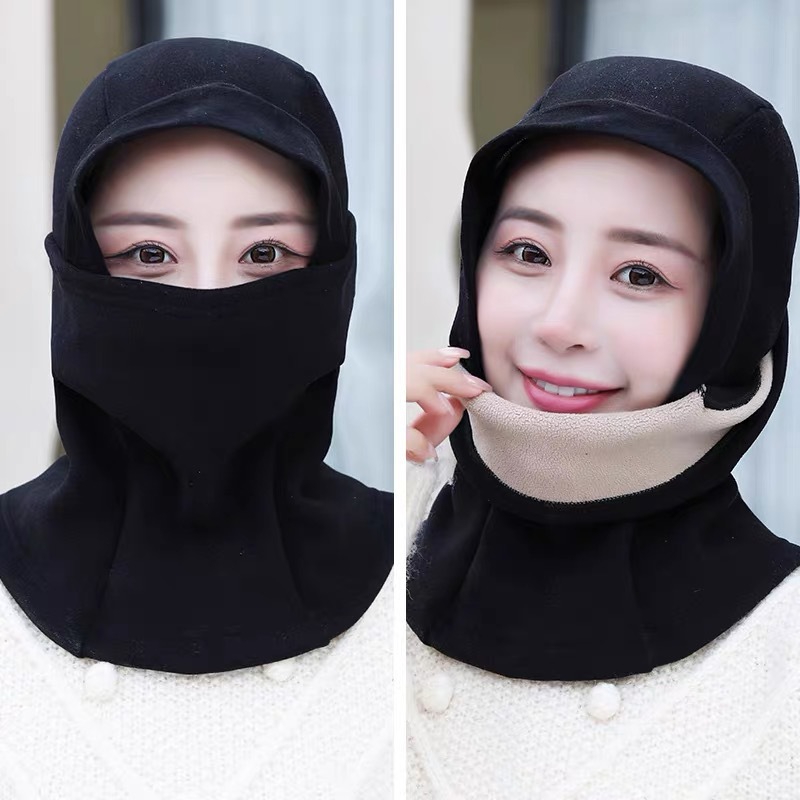 Winter Hat Women's Winter Cycling Warm Plush Pullover Hat Outdoor Cold-Proof Full Face Mask Neck Protection Integrated Hat Factory