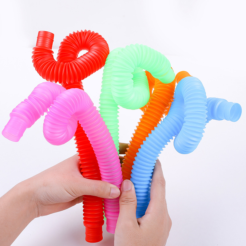Cross-Border Pop Tube Children Sensory Color Stretch Plastic Pipe Corrugated DIY Extension Tube Vent Pressure Reduction Toy