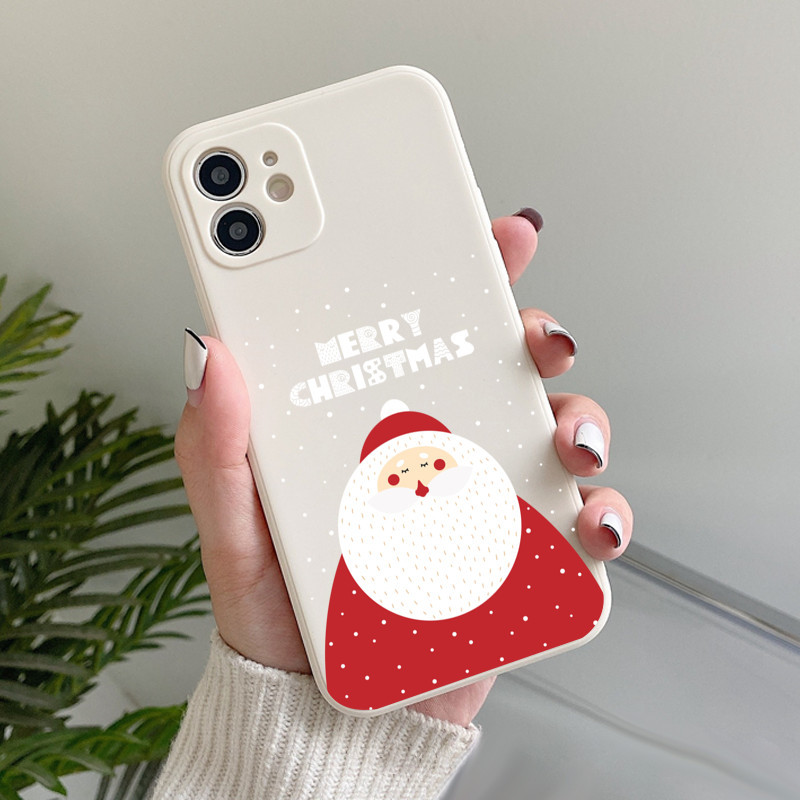圣诞老人卡通图案手机壳 适用iphone15promax直角魔方全包手机壳