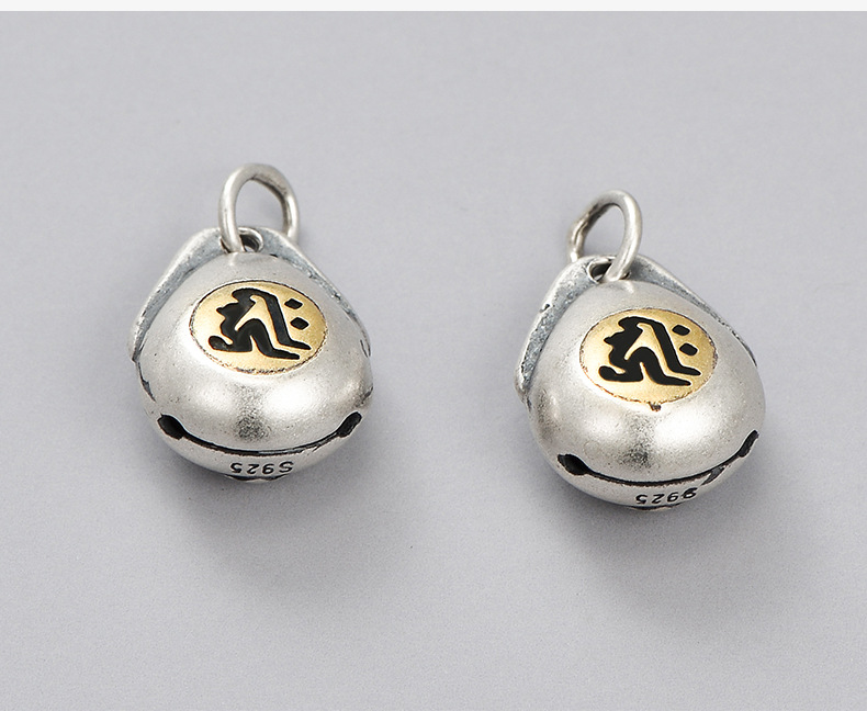 s925银十二生肖梵文本命佛八大守护神吊坠手工编绳挂件饰品配件