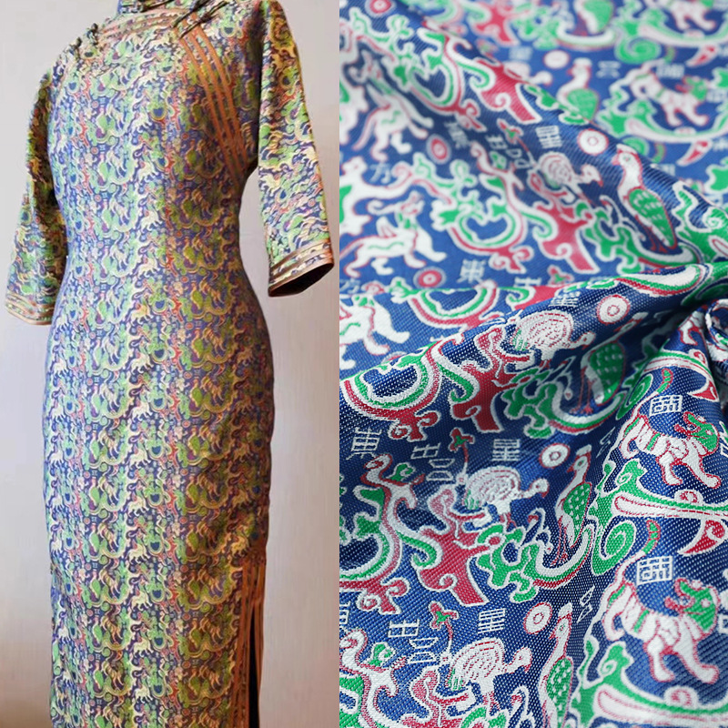 《fs018五星出东方》国风上衣衬衫仿宋锦面料提花纹织锦缎童装布