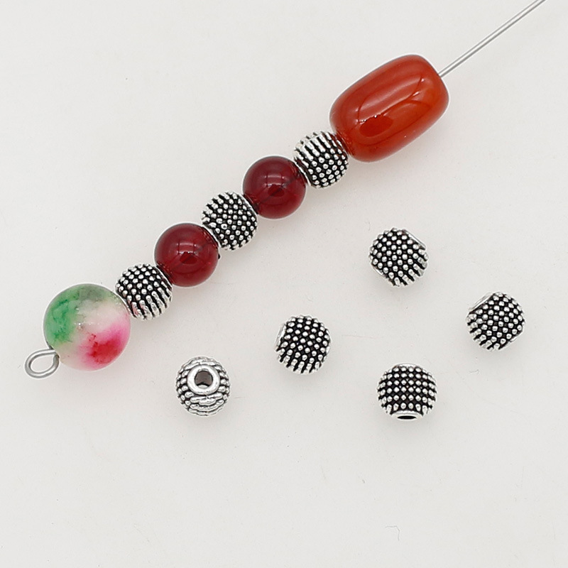 个性复古藏银地雷珠散珠6/8mm珠串间隔珠编绳串珠diy手工饰品配件