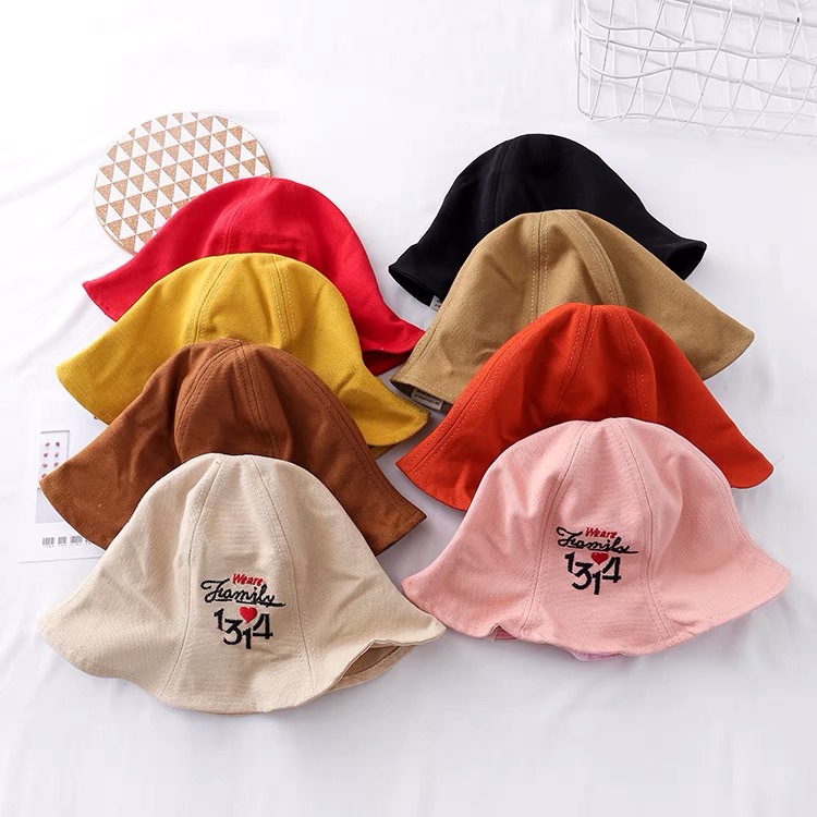 Children Yellow Cap Sun Bucket Hat Primary School Student Parent-Child 3 Years Old 4 Sun Protection Girl Embroidery Sun Bucket Hat