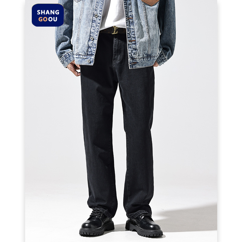 尚谷男装 秋冬季新款休闲牛仔裤男士韩版痞帅微宽松显瘦直筒长裤
