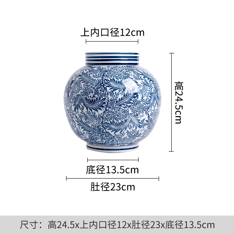 Blue and White Porcelain Vase Ceramic Vase Hydroponic High Temperature Fired Ceramic Decoration High-Grade Light Luxury