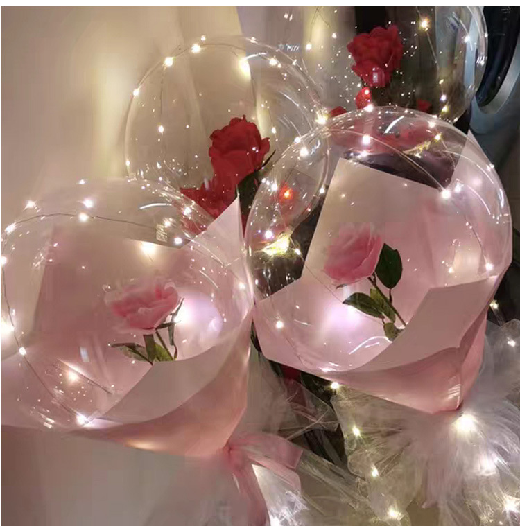 20寸发光透明波波球 情人节婚房布置玫瑰花束气球地推小礼品批发