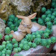 跨境新品田园小兔子可爱动物多肉花盆装饰品树脂工艺品阳台盆栽