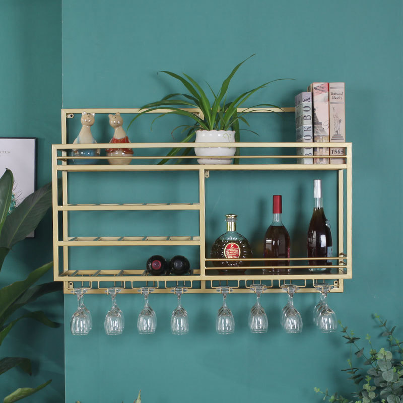 金色铁艺创意红酒架壁挂置物架墙上客厅家用酒杯架洋酒放酒的架子