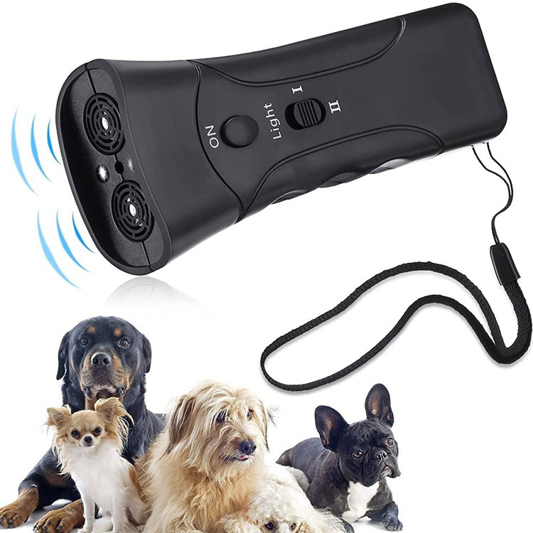 Handheld Ultrasonic Dog Dispeller Cross-Border Double-Headed LED Flashlight Dog Repellent Portable Dog Trainer Barking Dog Device