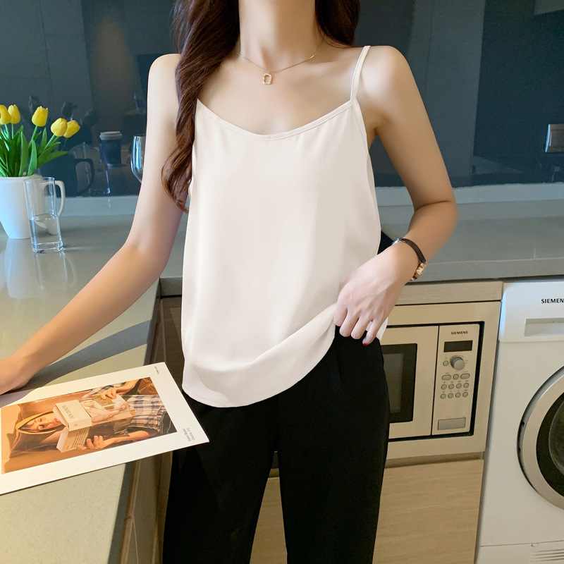 雪纺吊带背心女内搭打底百搭一字领2024夏季新款外穿上衣潮-阿里巴巴