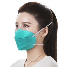一次性医用头戴式N95防护口罩绿白色防飞沫独立装n95防疫物资