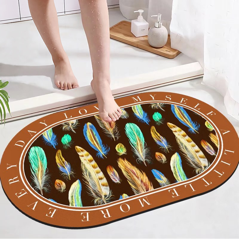 Household Pastoral Diatom Ooze Floor Mat Bathroom Entrance Entrance Hydrophilic Pad Bathroom Mat Quick-Drying Toilet Door Mat