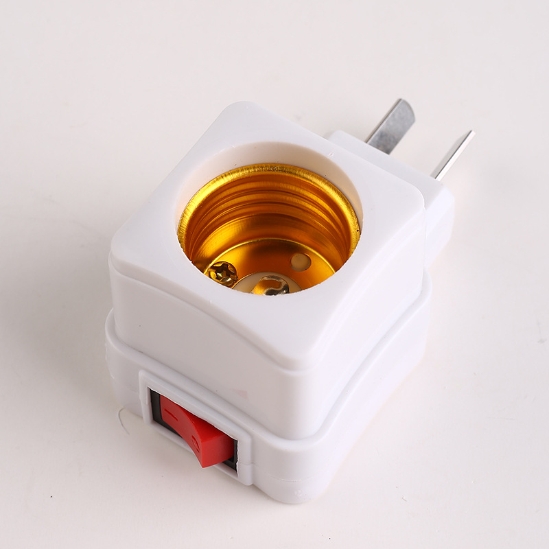 e27罗口灯头 烟斗型螺口插式灯口 带开关插壁式灯头白色小插座