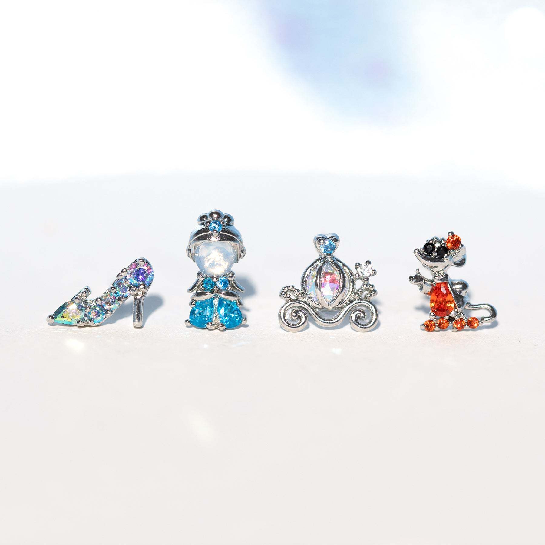 Cross-Border Customized Fairy Tale Cartoon Snowyprincess Crystal Shoes Zircon Earrings Set Fresh Sweet Earrings