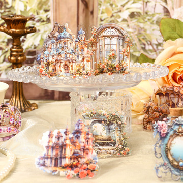 古古森林跨境贴纸 巴洛克城堡系列 手账素材装饰拼贴打底贴画4款-阿里