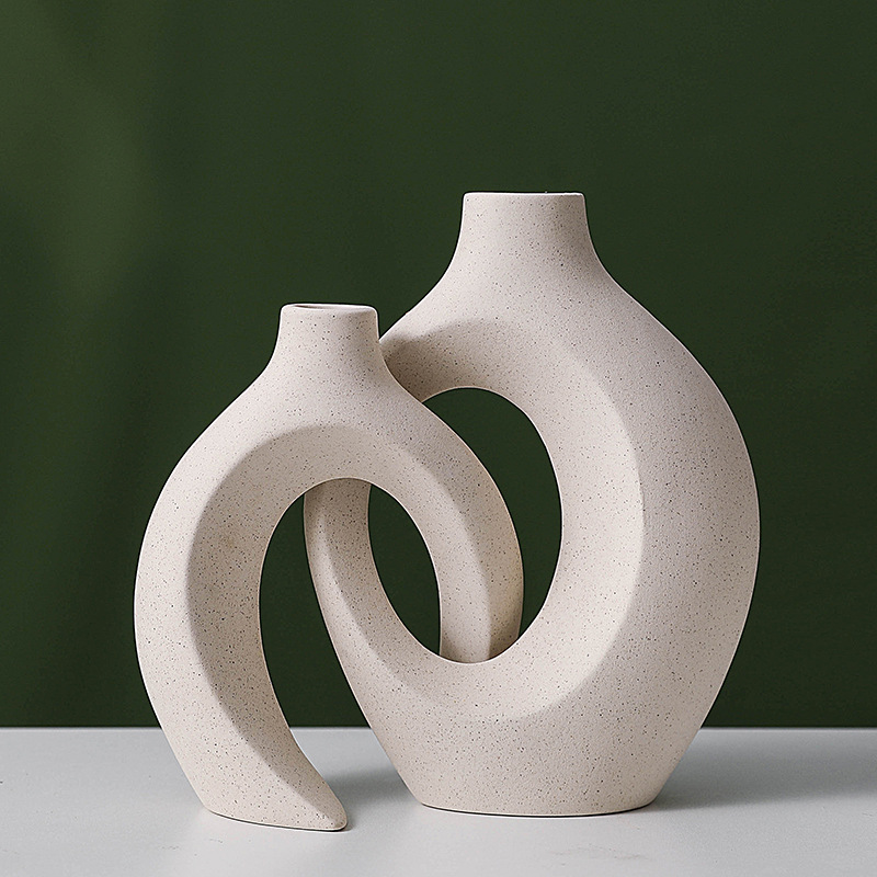 European Style Ceramic Vase Set Ins Style Creative White Simple High Sense Domestic Ornaments Wholesale Flower Ware