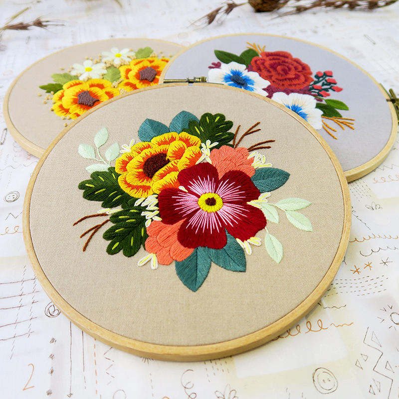 跨境刺绣材料包批发 diy手工苏绣半成品制作十字绣布艺装饰画挂画