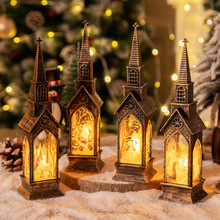 跨境装饰圣诞装饰风灯发光房子摆件创意小夜灯电子蜡烛灯圣诞节礼