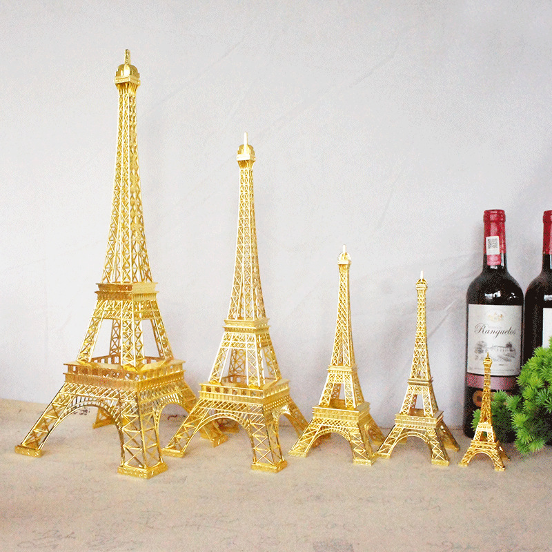 Golden Eiffel Tower Model Photo Props Decoration Hot Sale Home Decorations TikTok Red Belt Box
