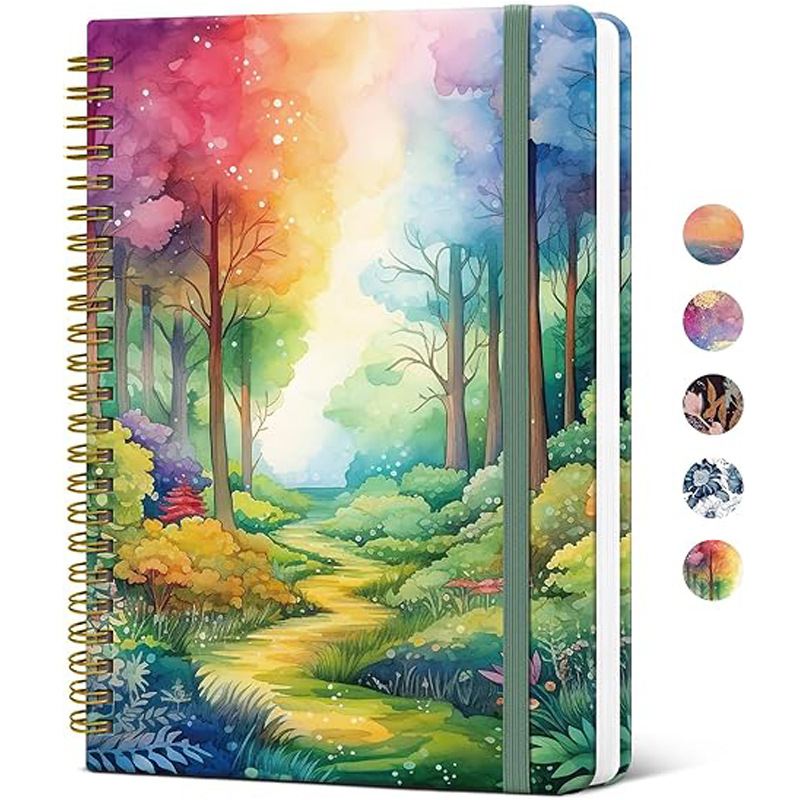 跨境亚马逊高颜值记事本定制创意加厚笔记本神秘森林活页本批发