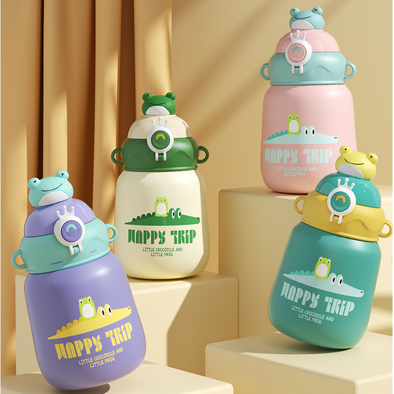 Frog Large Capacity Thermos Cup for Girls Good-looking Big Belly Cup Children‘s Cups Wholesale Portable Straw Cup Kettle