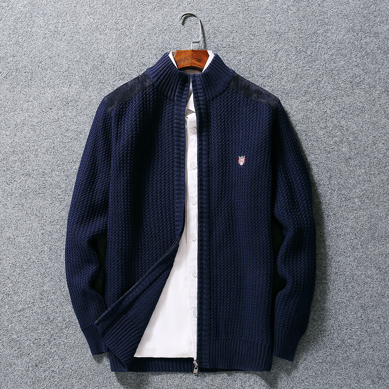 男士加肥加大码毛衫2023秋冬时尚休闲连帽加绒针织衫男装加绒外套