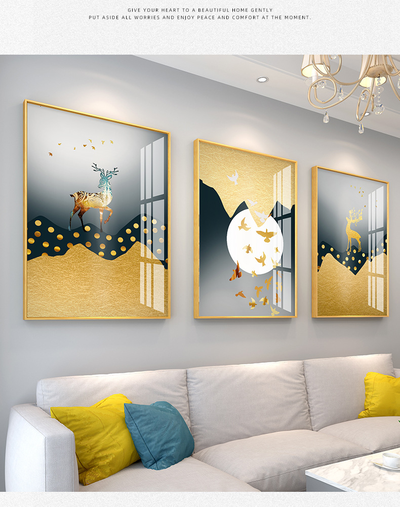 装饰客厅沙发背景墙面三联画装饰画餐厅墙上挂件工艺画墙壁挂饰画