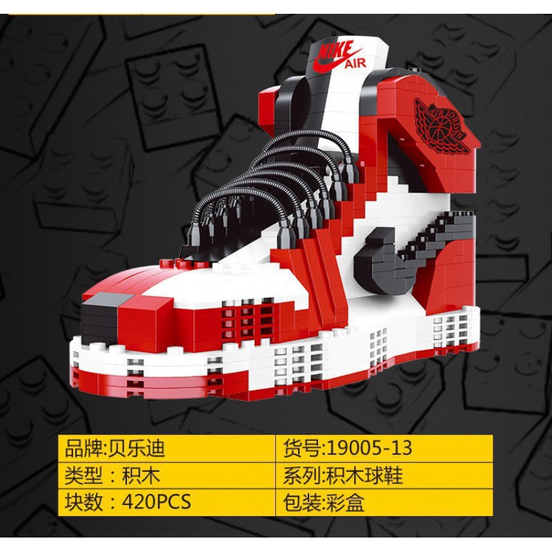 aj积木鞋黑红脚趾闪电aj11兼容乐高式3周边6禁穿球鞋颗粒积木