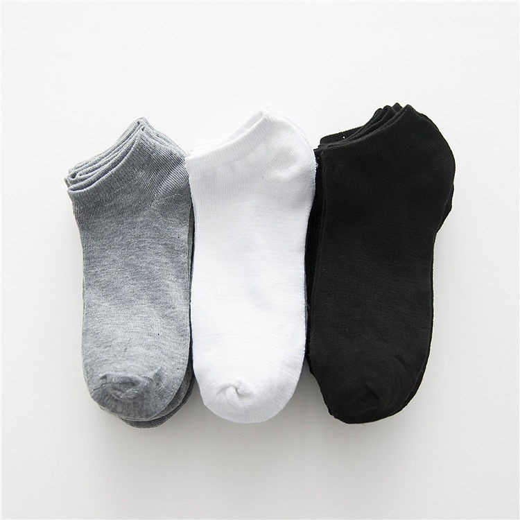 Socks Men's Ankle Socks Stink Prevent Socks Non-Slip Black White Gray Factory Direct Sales Stall Wholesale Shallow Mouth Solid Color Socks Cotton Base