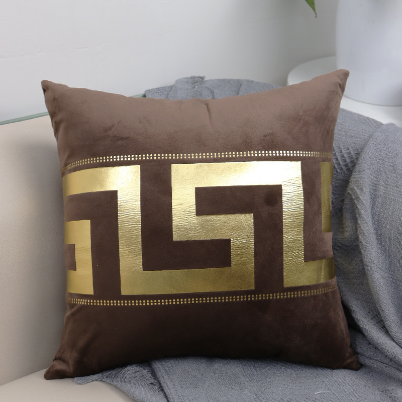 Amazon Hot Sale Pillow Bronzing Geometric Cushion Netherlands Velvet Material Household Goods Car Cushion Entry Lux Pillow