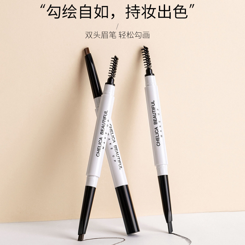 Double-Headed Eyebrow Pencil Luxury Lika Rotating Double-Headed Eyebrow Pencil Novice Friendly with Eyebrow Brush Wholesale Not Easy to Get Dizzy Makeup Natural Delivery