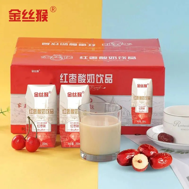 金丝猴红枣味酸奶 盒装学生代餐酸奶饮品200ml*20盒整箱批发包邮