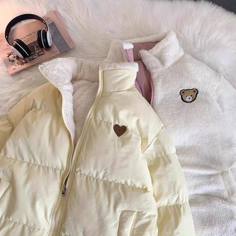 Cotton-Padded Clothes Women's Bread Clothes Women's Design Sense Niche Korean Cotton-Padded Clothes Fleece-Lined Thickened Two-Sided Wear Gentle Milk Sweet Cotton-Padded Jacket