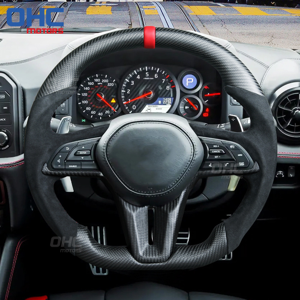 适用于日产gtr总成 nismo 哑光碳纤维翻毛皮汽车方向盘-阿里巴巴